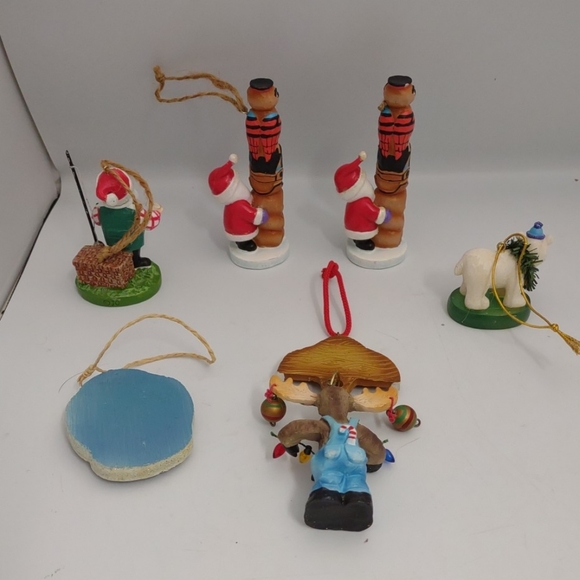 LOT of 6 ALASKA Souvenirs Ornaments Polar Bear, Totem Pole, Santa, Moose, Girl - Picture 2 of 13